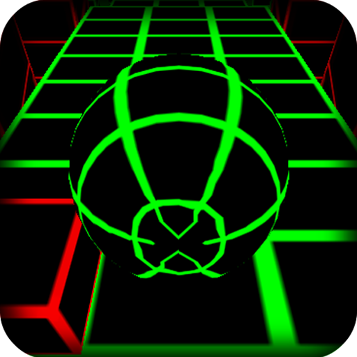 Green neon ball rolling down a slope game online track